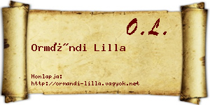 Ormándi Lilla névjegykártya